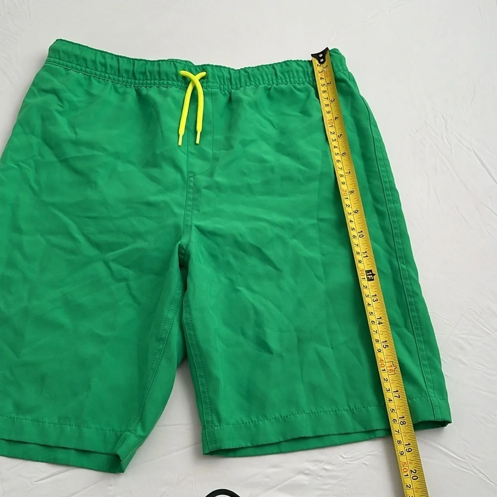 Lands End green mesh lined drawstring swim trunks